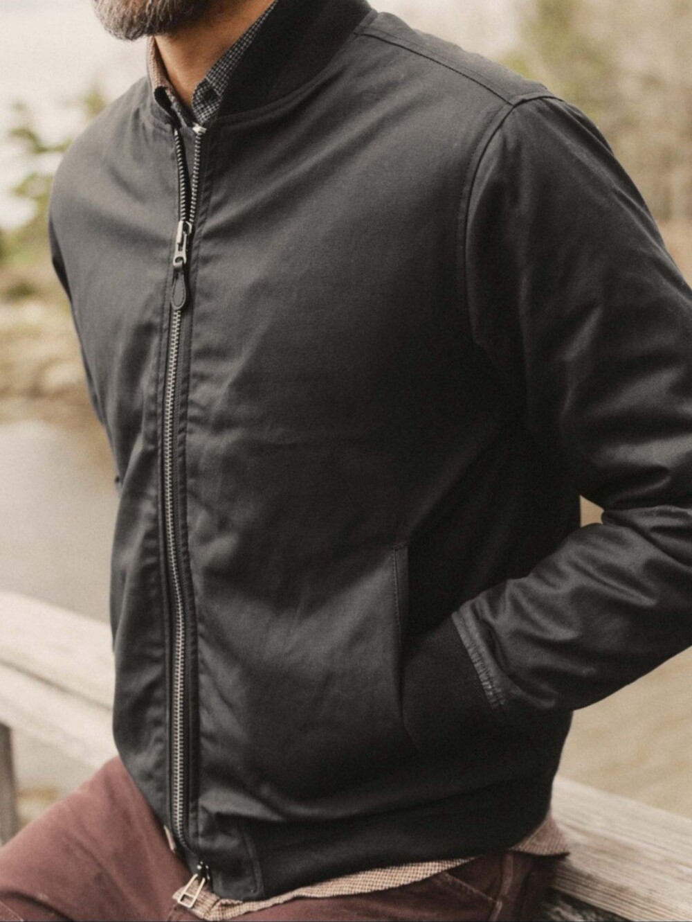 Taylor Stitch The Insulated Bomber Jacket in Coal Dry Wax Size Large 42
